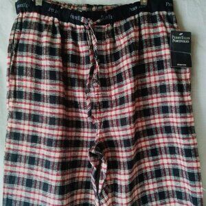 Men's White Black Red Plaid Pajama Pants Size Medium Large NWT Perry Ellis